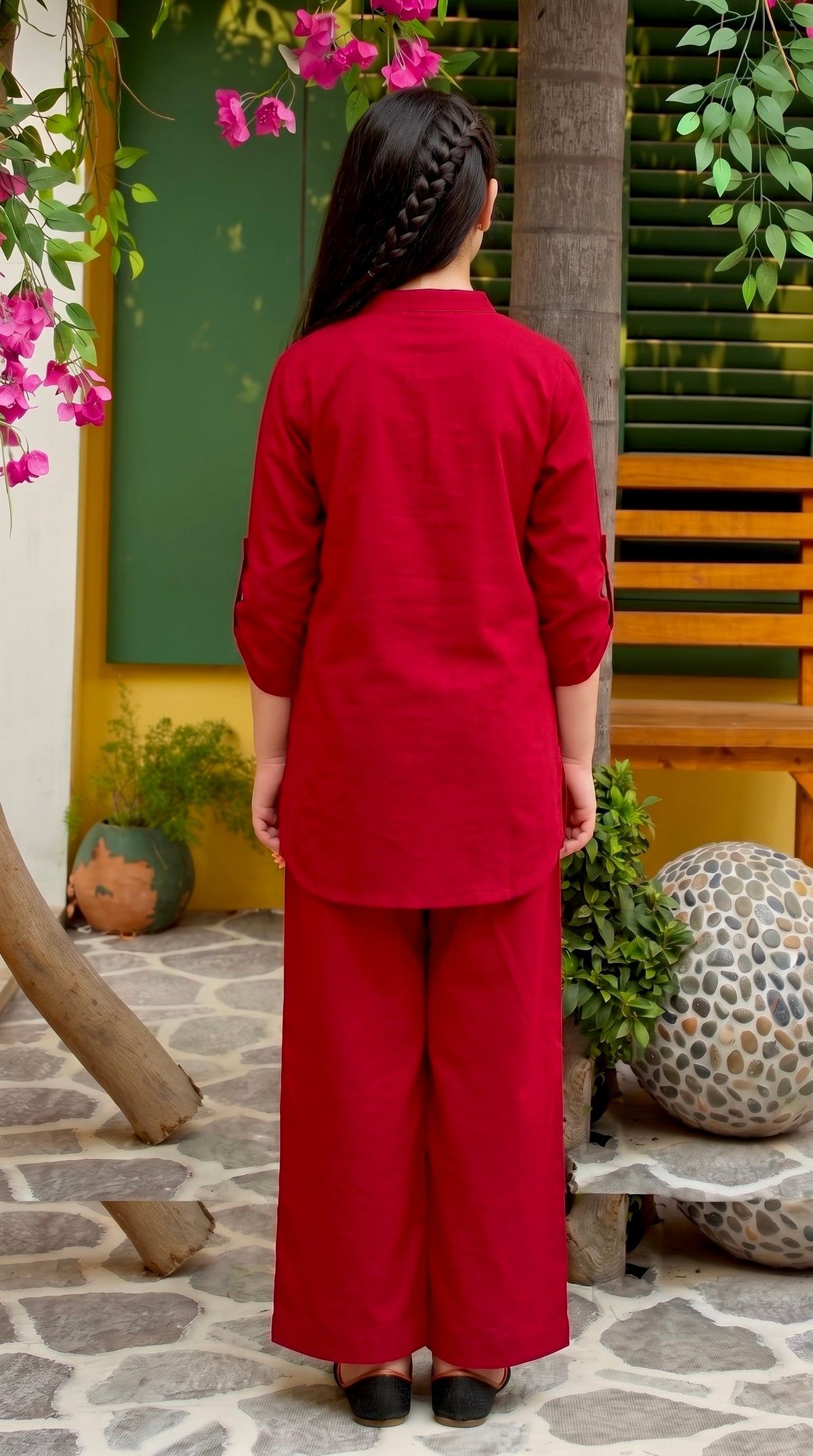 Red Embroidered Khaddar Co-Ord Set