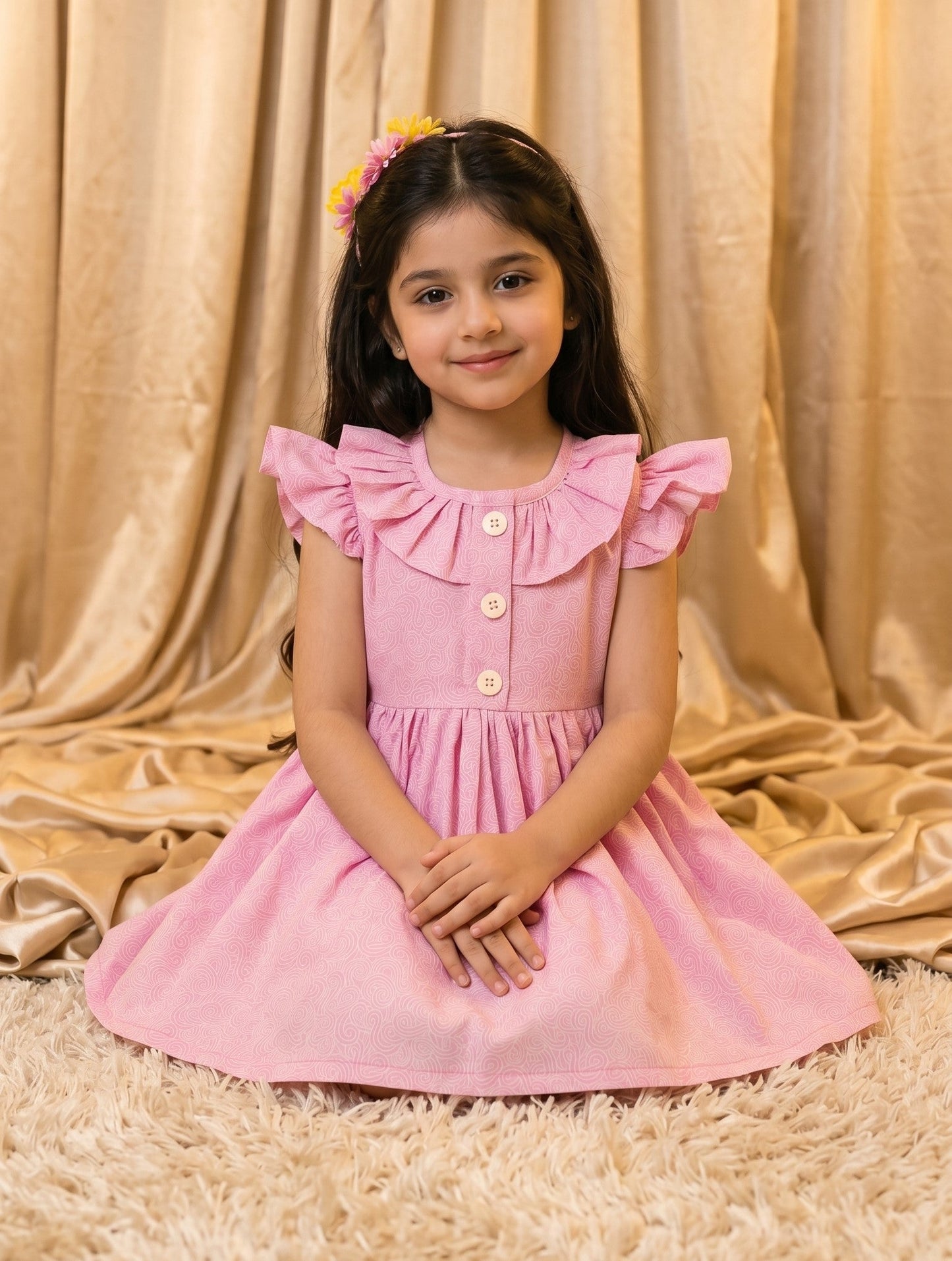 Baby Pink Cotton Frock (M007)