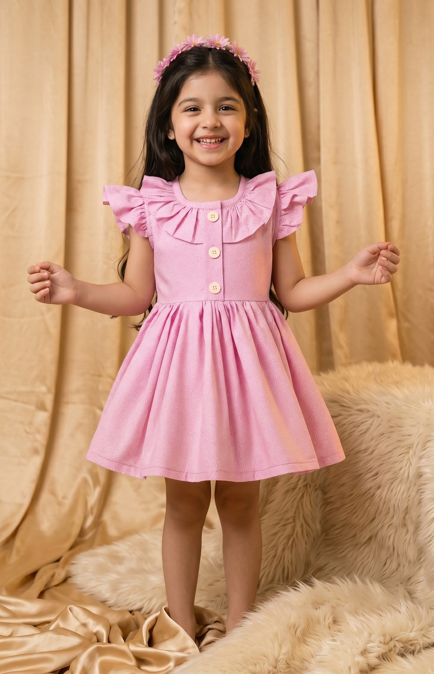 Baby Pink Cotton Frock (M007)