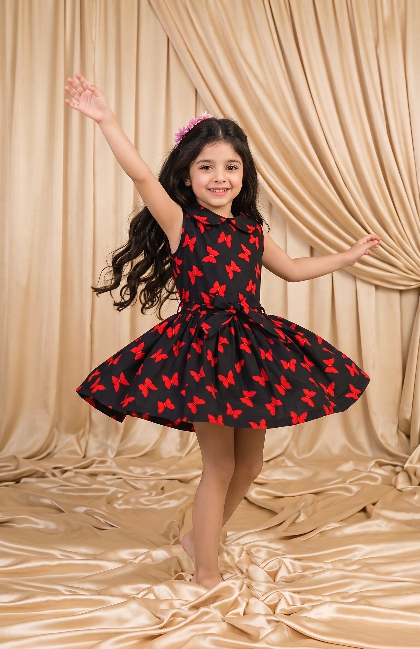 Black Butterfly Cotton Frock (M037)