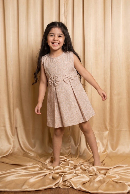 Soft Beige Cotton Frock (M061)