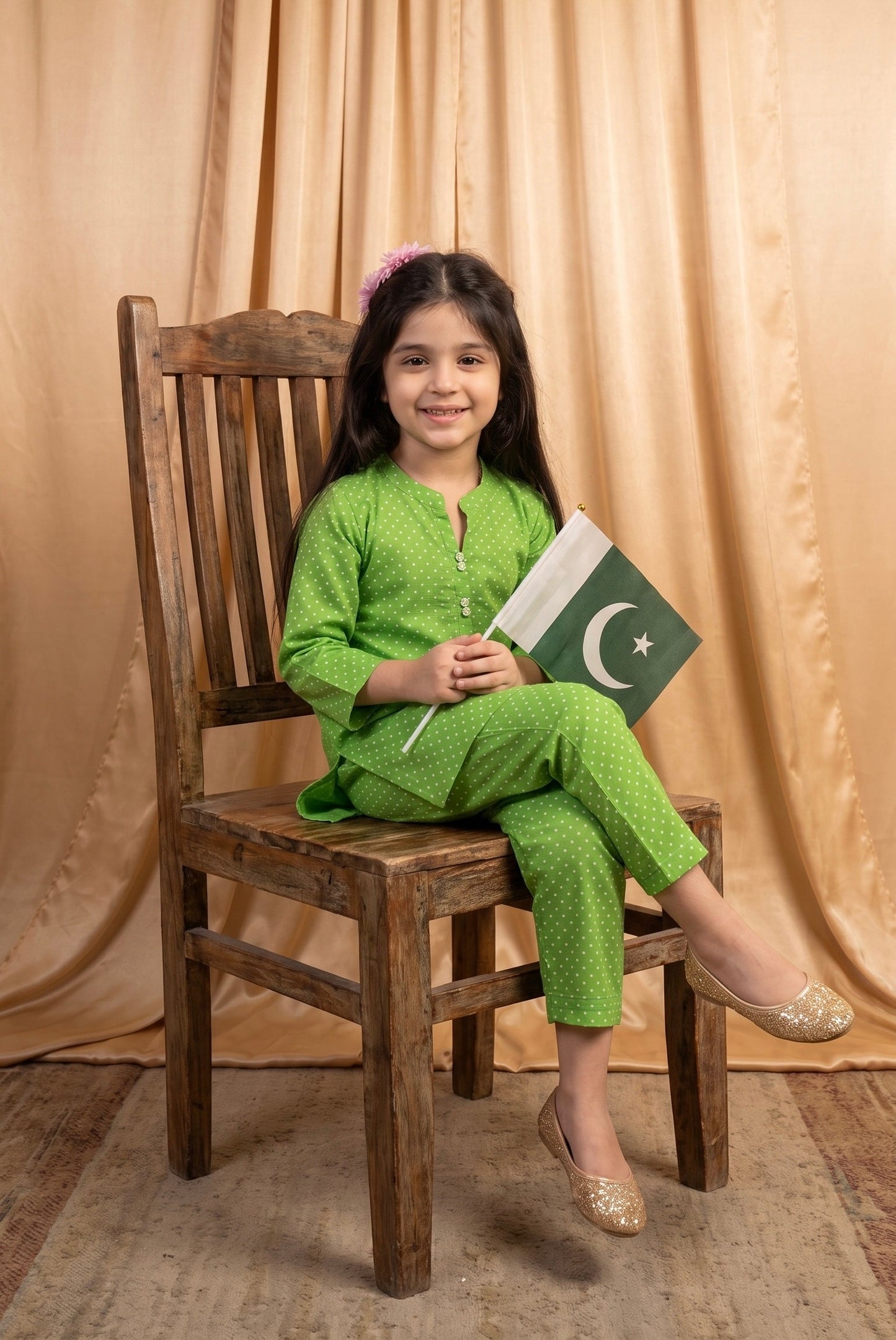 Green Polka Dot Cotton Co-Ord Set