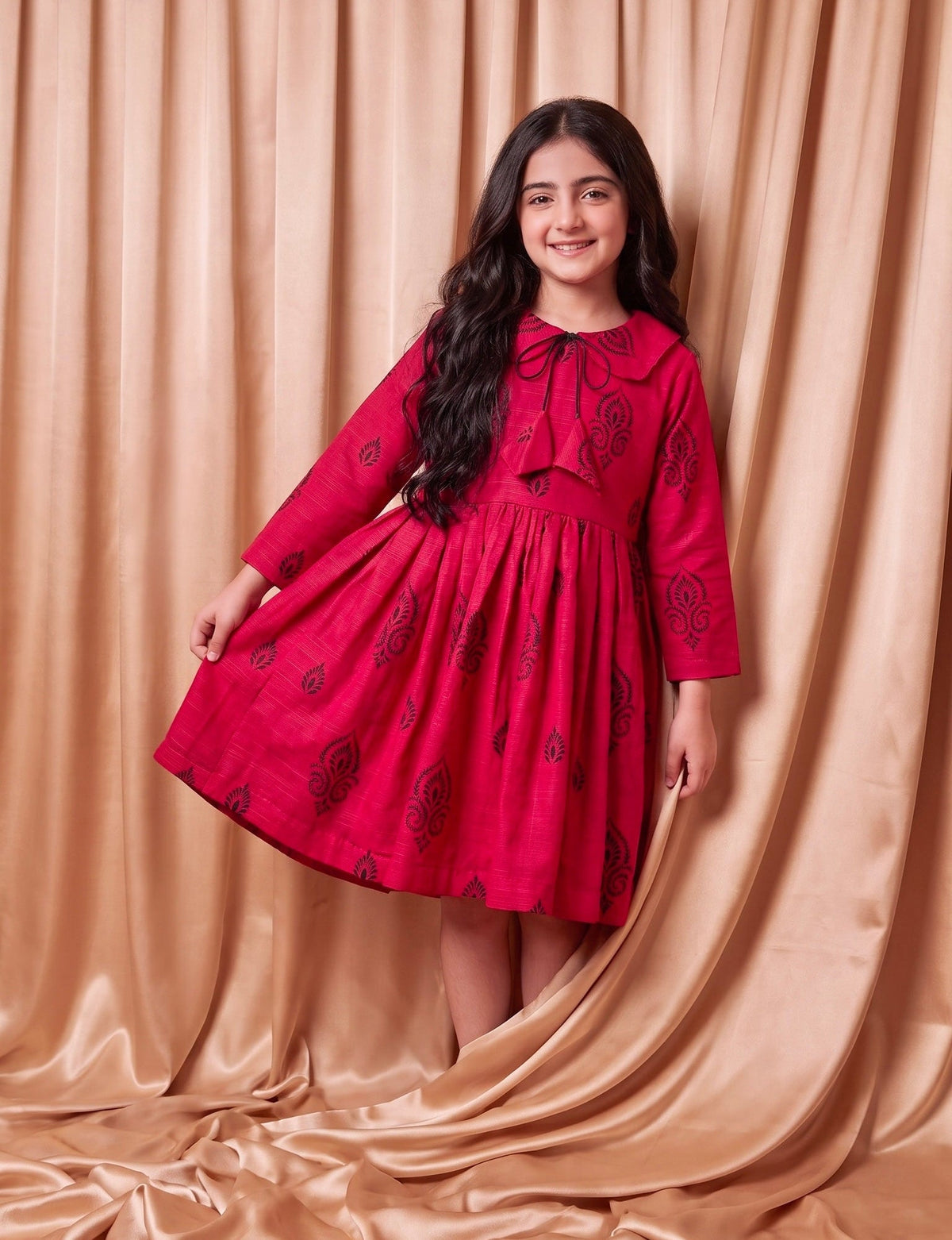 Shocking Pink Khaddar Frock (M088)
