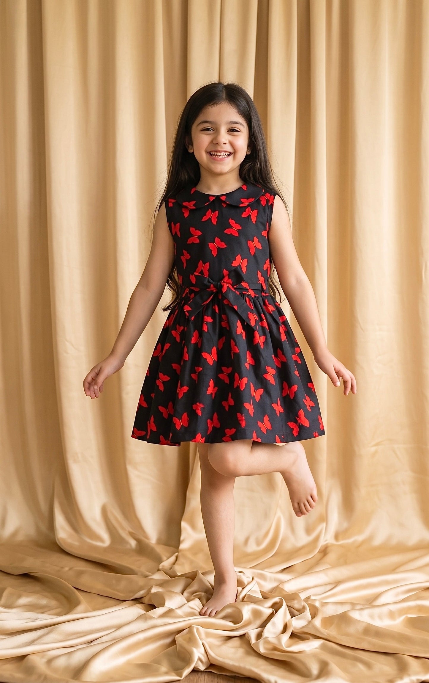 Black Butterfly Cotton Frock (M037)