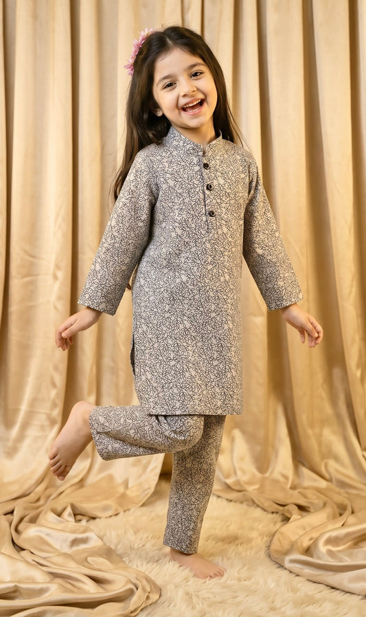 Grey Leaf Cotton Co-Ord Set