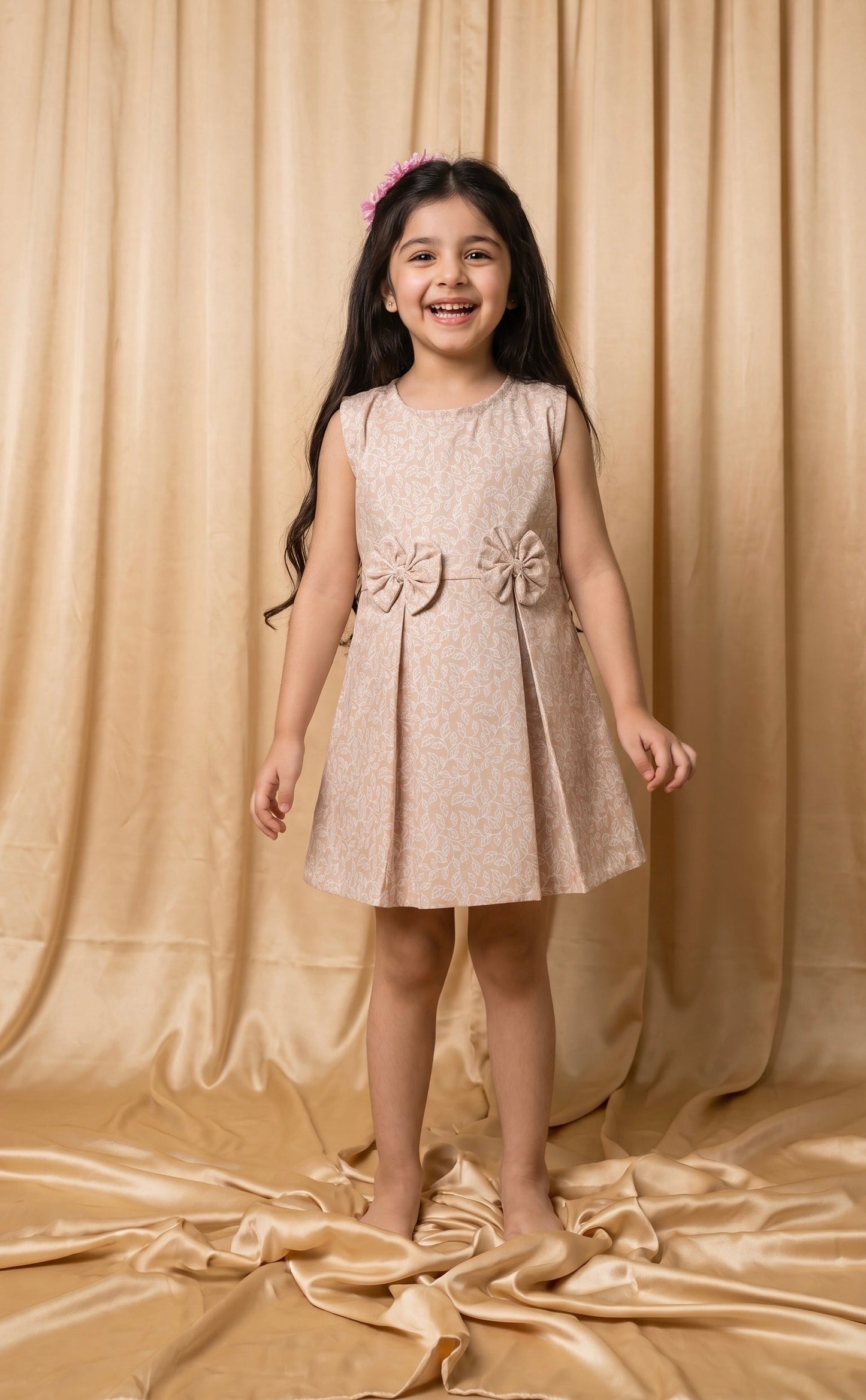 Soft Beige Cotton Frock (M061)