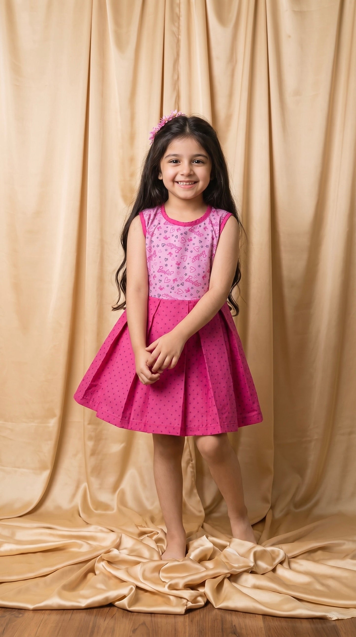Pink Barbie Cotton Frock (M063)