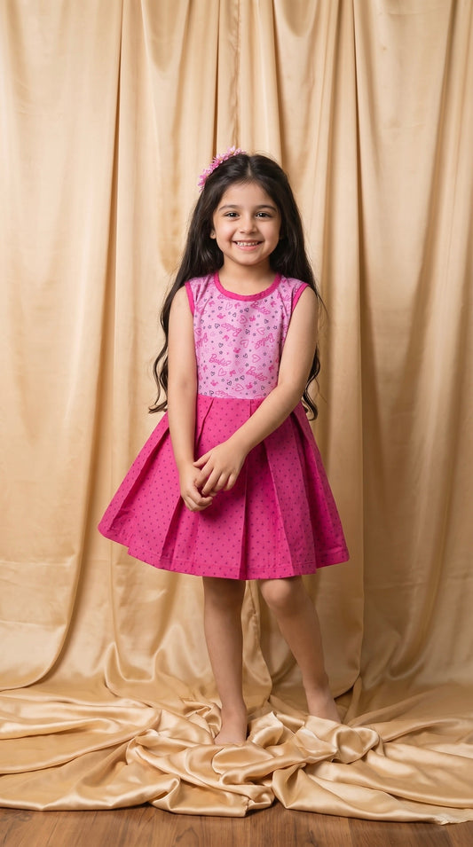 Pink Barbie Cotton Frock (M063)