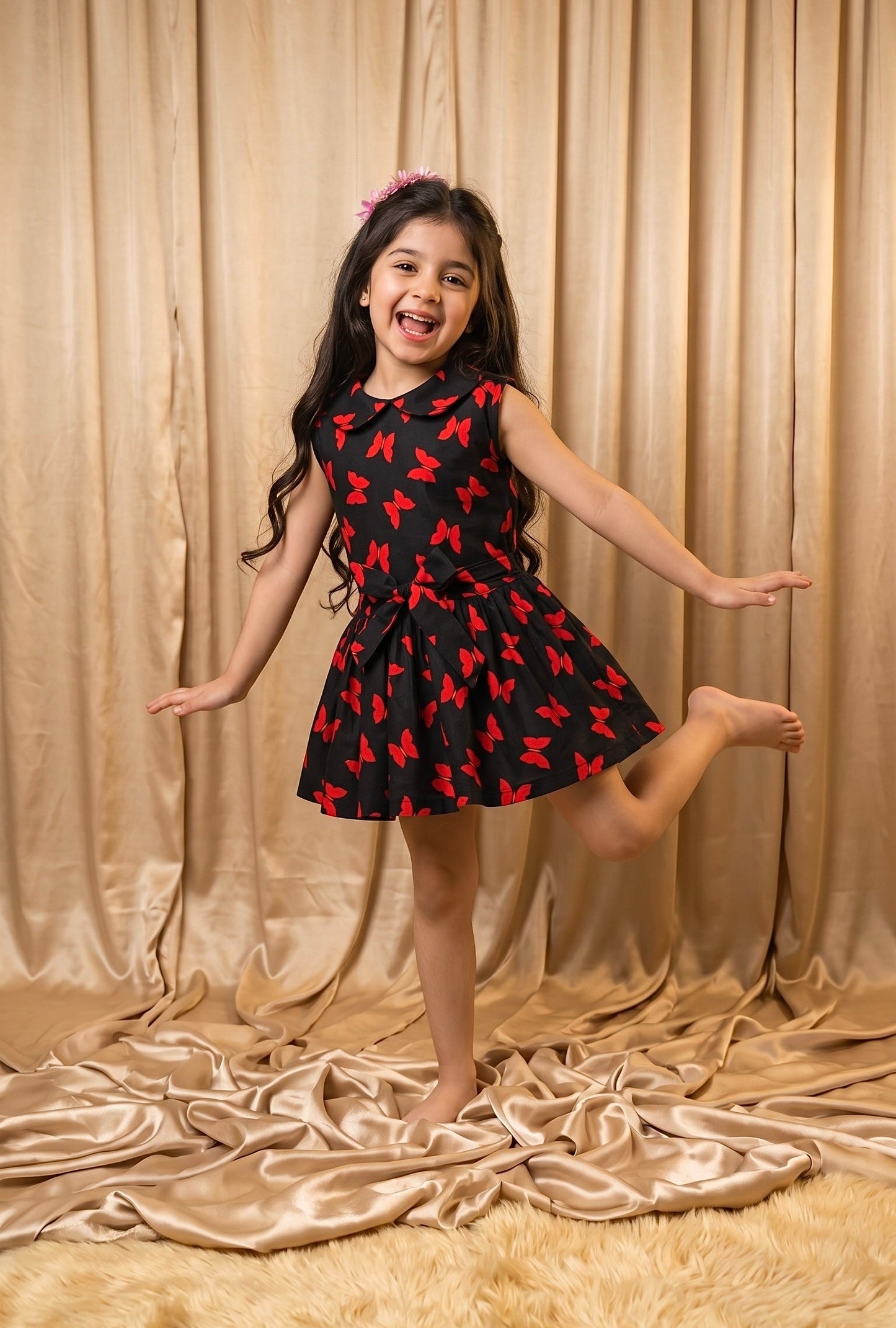 Black Butterfly Cotton Frock (M037)