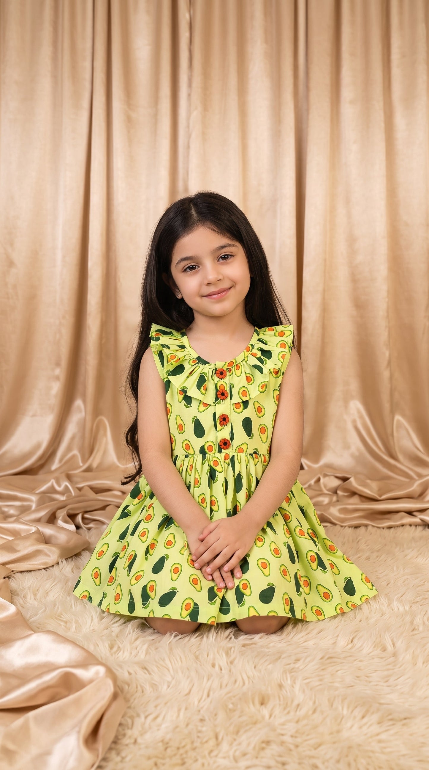 Lime Green Avocado Cotton Frock (M048)