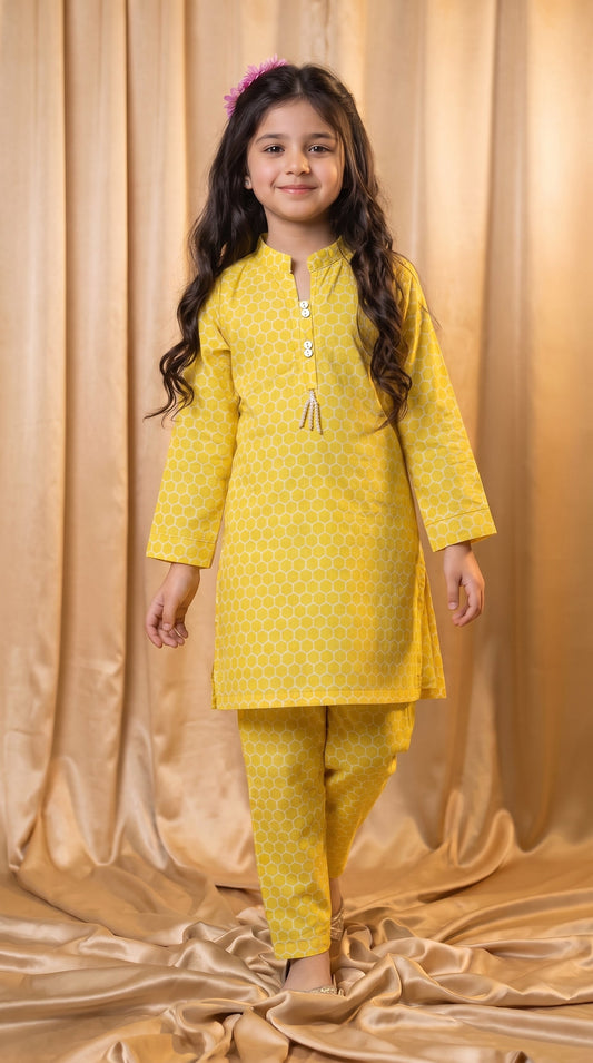 Yellow Honeycomb Cotton Co-Ord Set