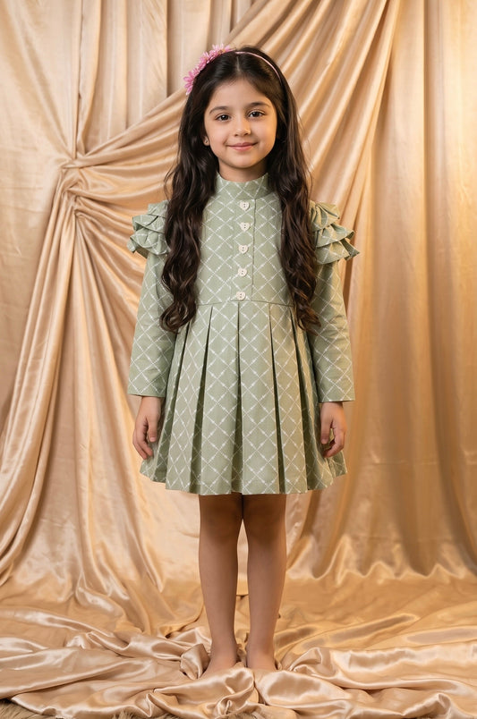 Sage Green Cotton Frock (M018)