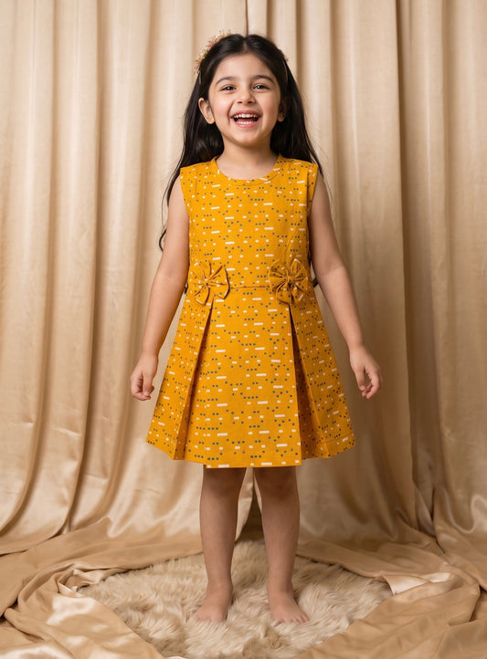 Mustard Dash Cotton Frock (M022)