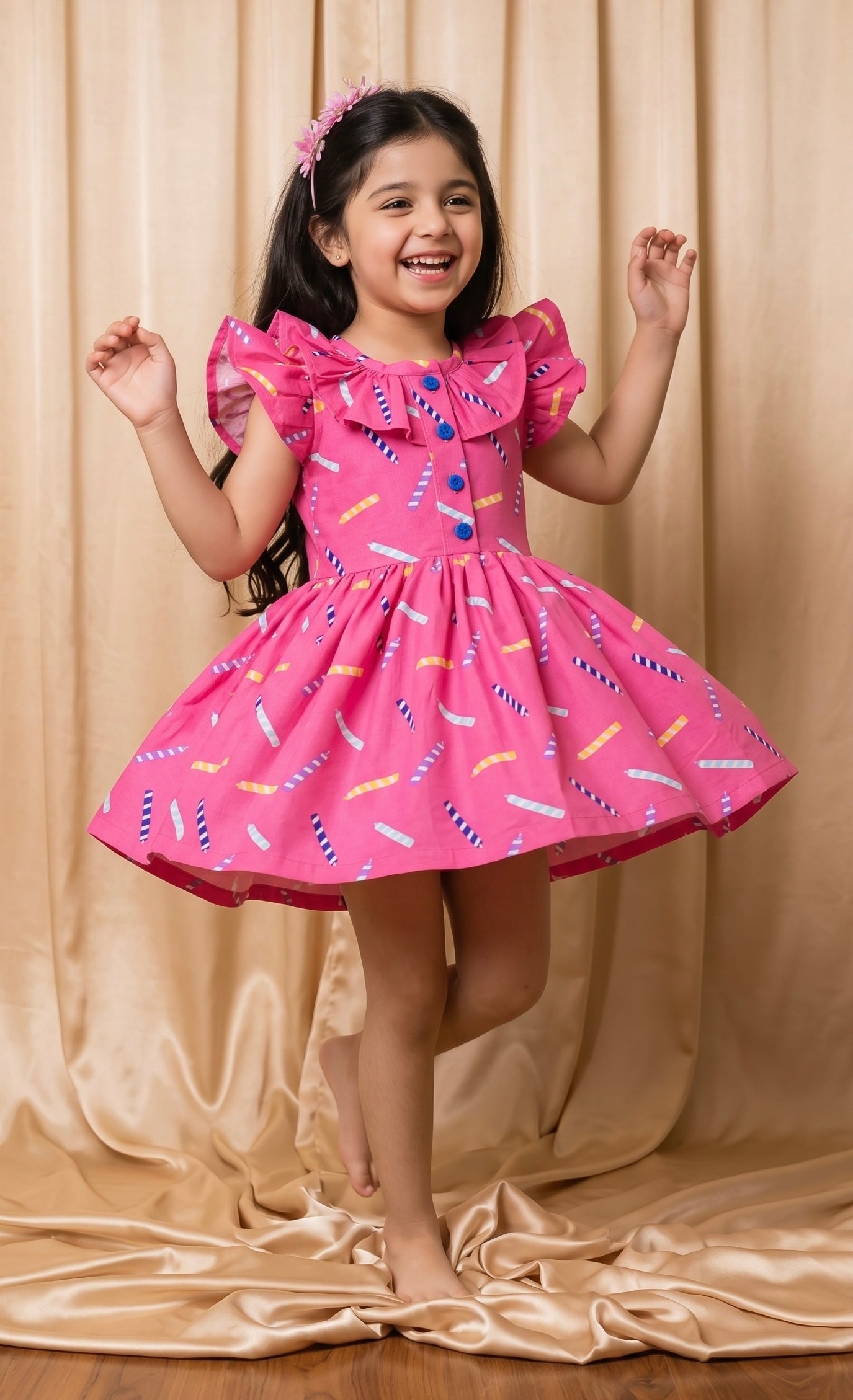 Pink Candle Cotton Frock (M026)