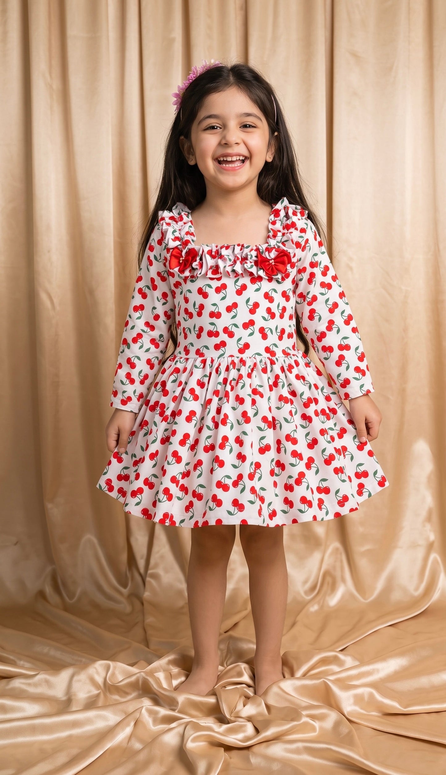 Red Cherry Cotton Frock (M027)