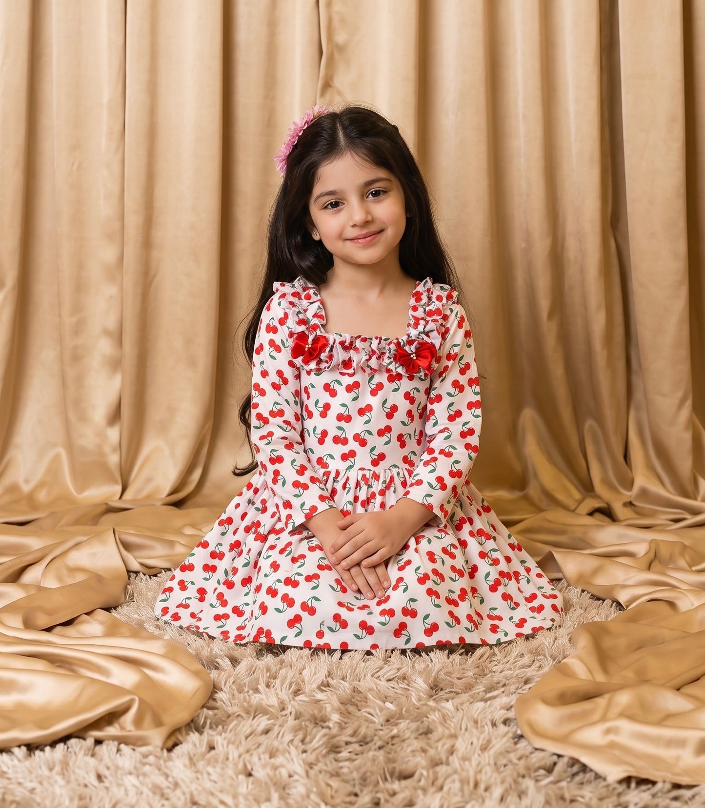 Red Cherry Cotton Frock (M027)
